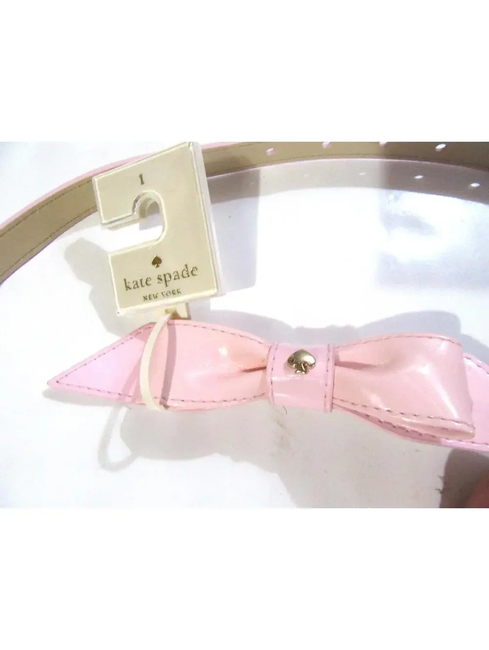 Kate Spade Womens Leather Belt with Bow Light Pink Size XL - Picture 3 of 6